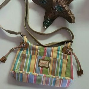 Fossil pastel striped canvas purse